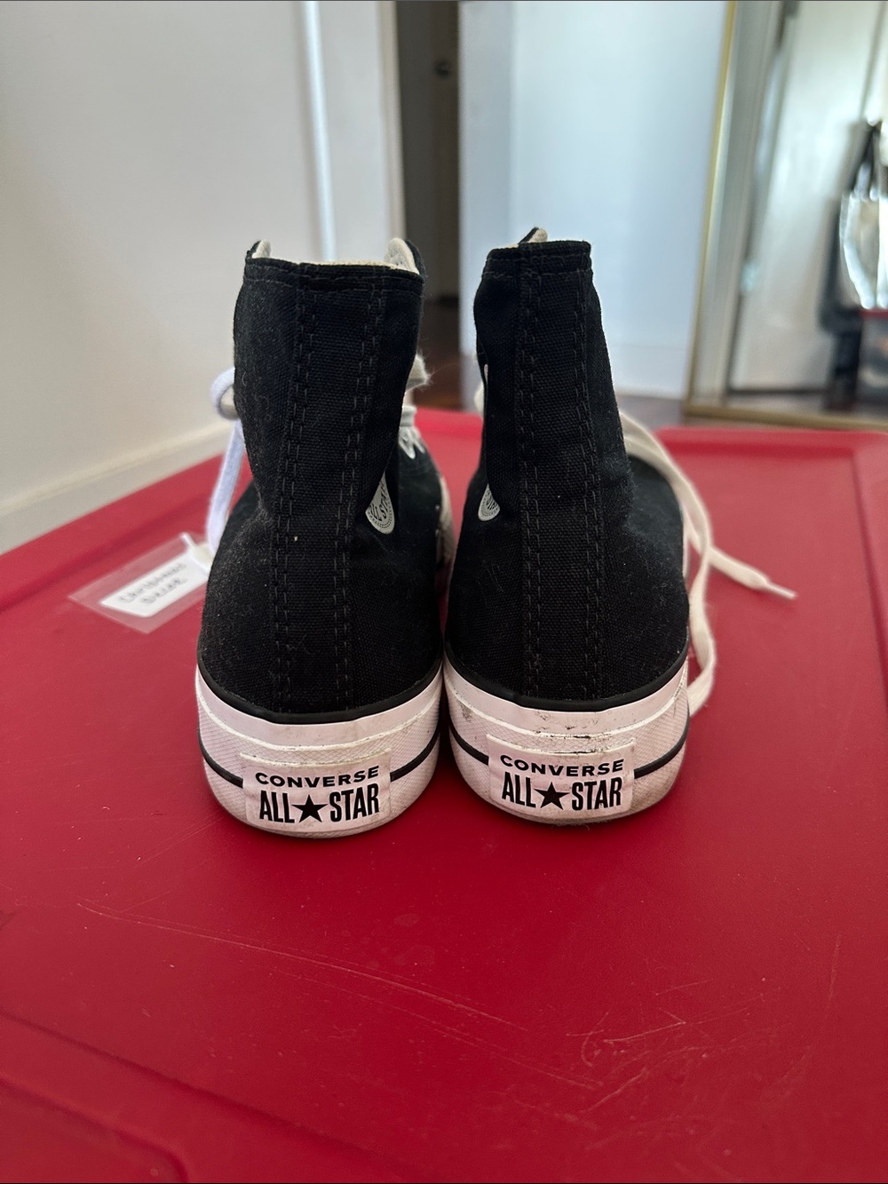 Converse Black and White High Top Sneakers - Picture 3 of 5